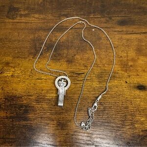 Brighton Floating Heart ID Badge Clip Lanyard Necklace Silver Plated